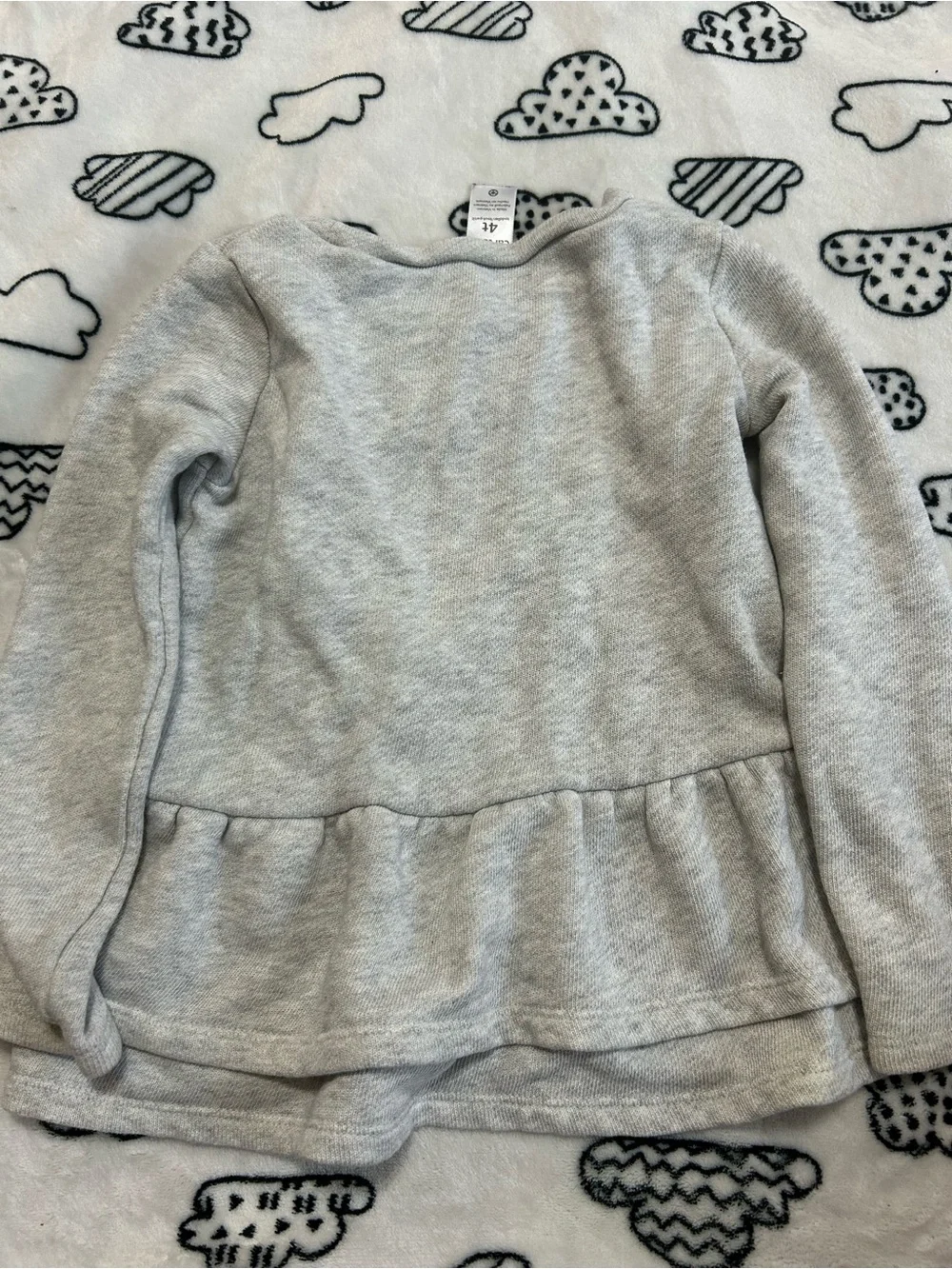 Girls' Long-Sleeve Peplum Sweatshirt - Light Gray